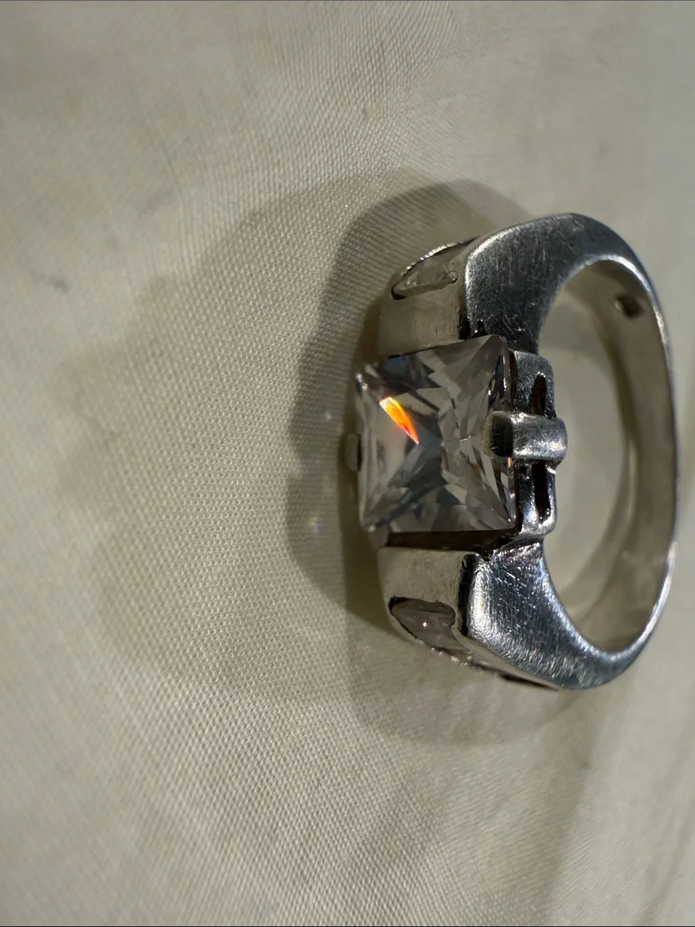 925 Silver-Princess Cut Cubic Zirconia Ring - Clear
